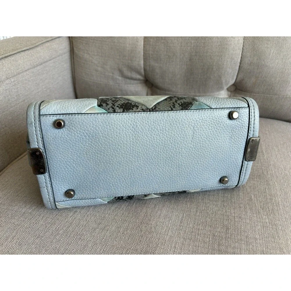 COACH Swagger 27 Blue Canyon Quilt Carryall Leather Patch Satchel Bag